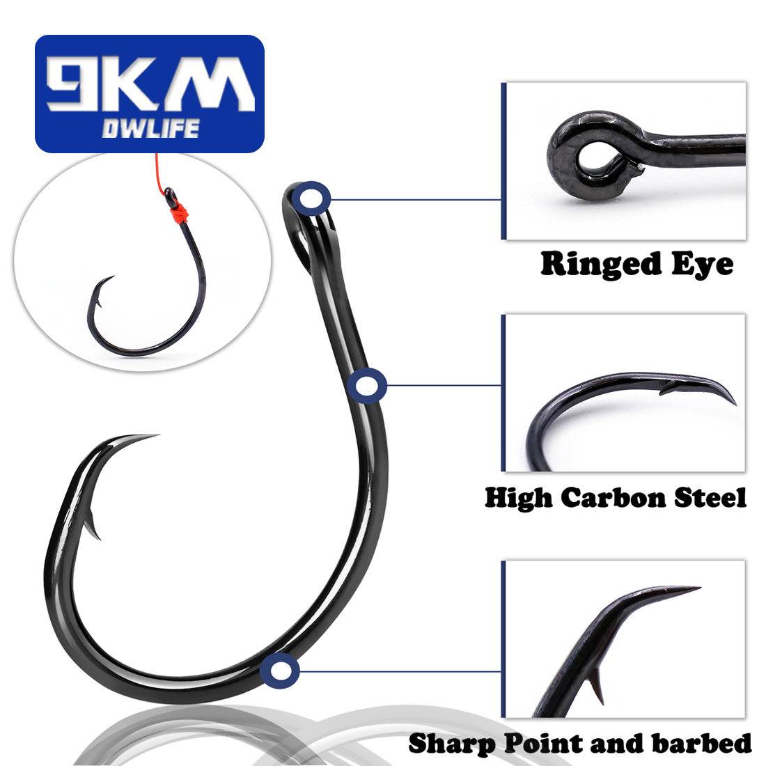 9KM ตะขอวงกลมแบบกว้าง 25-50 ชิ - Fishing Hook Offset บทวิจารณ์และราคา
